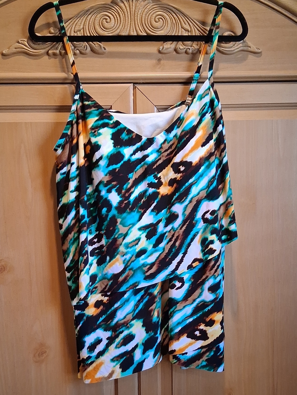 Aqua Green Swim Tankini Top, Size XL